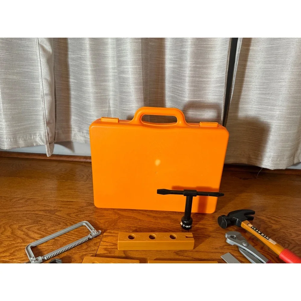 Home Depot Tool Toys for Kids - Toolbox, Tools, Nuts, Bolts, Pliers, Saw EUC